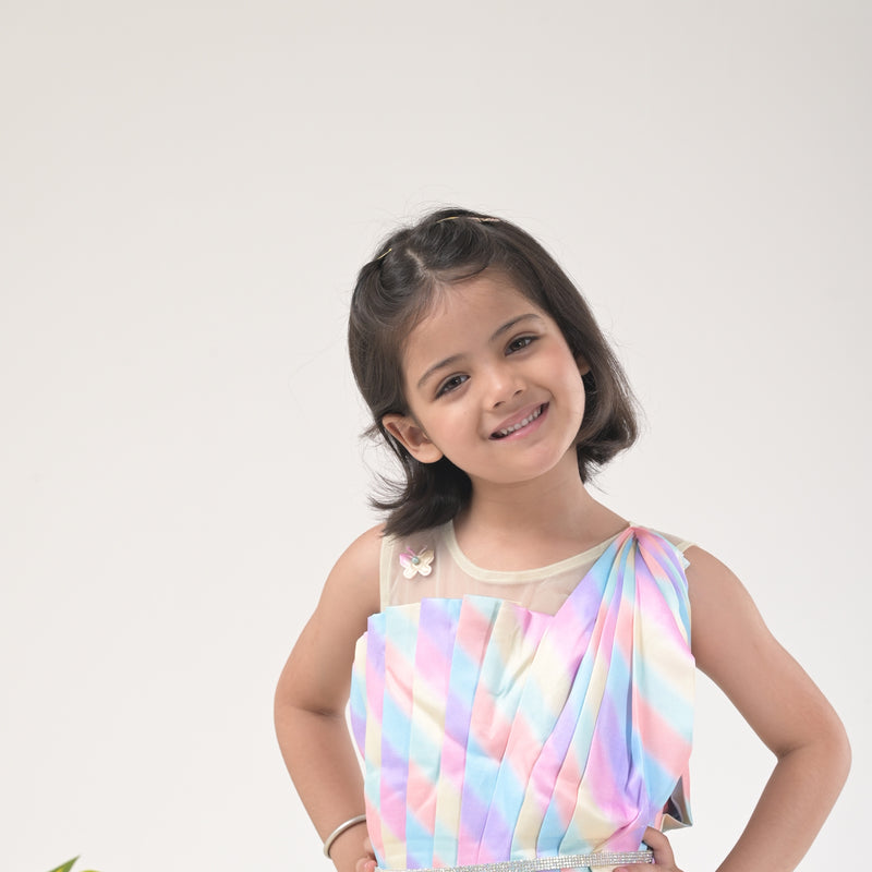 Sleeveless Butterfly Gown for Kids - Elegant and Whimsical Party Wear