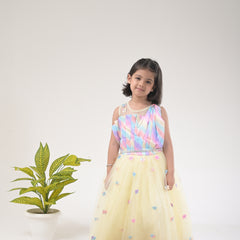 Sleeveless Butterfly Gown for Kids - Elegant and Whimsical Party Wear