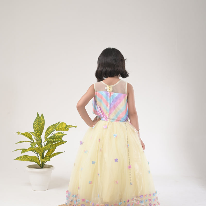 Sleeveless Butterfly Gown for Kids - Elegant and Whimsical Party Wear