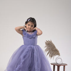Glittering Layered Floral Gown with Sparkle Net for Kids - Dreamy and Elegant