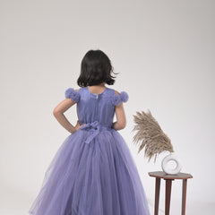 Glittering Layered Floral Gown with Sparkle Net for Kids - Dreamy and Elegant