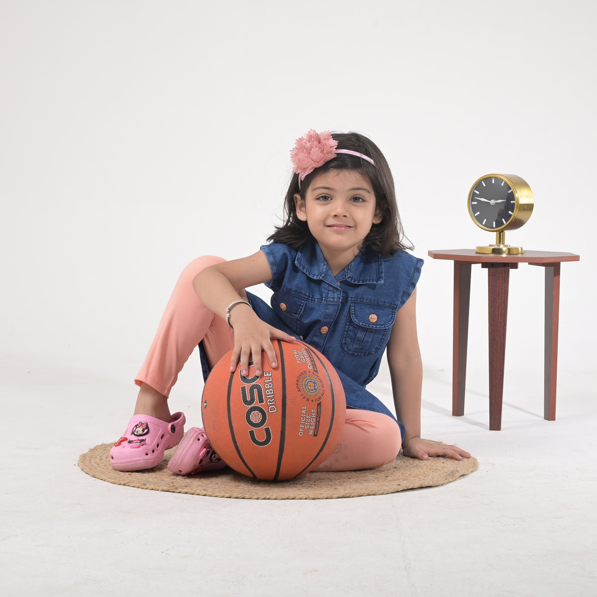 Girls Fashionable Denim Middie Outfit – 3PC Set with Leggings & Purse