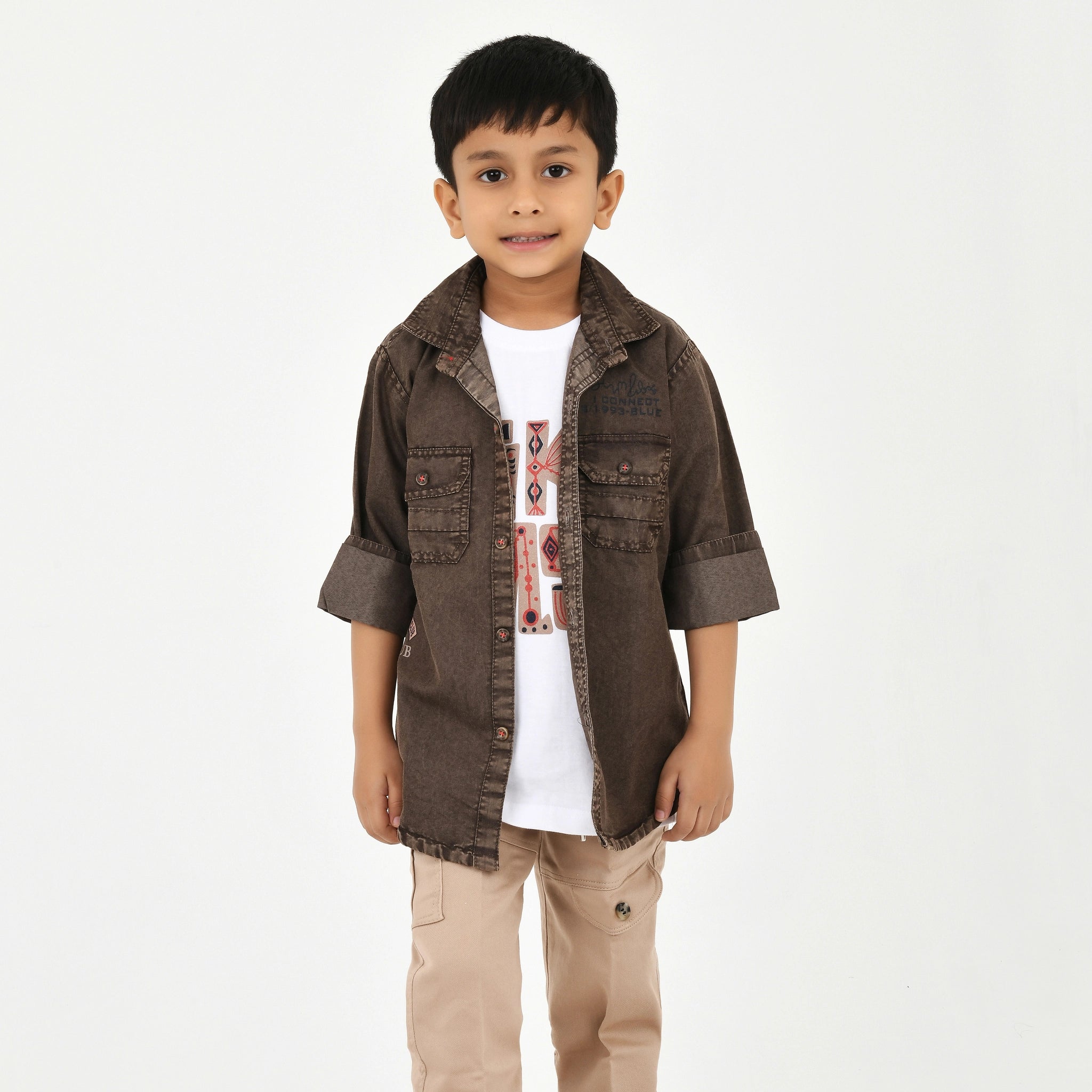 Trendy 3PC Set for Boys – Shirt, T-Shirt & Trouser Combo | Stylish Kidswear