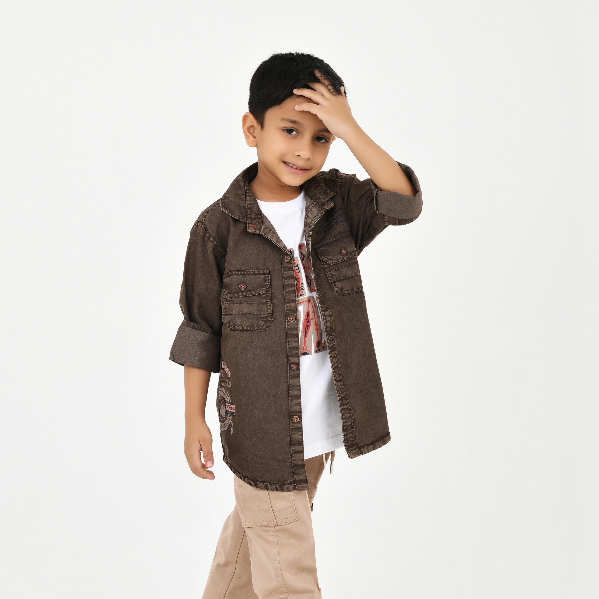 Trendy 3PC Set for Boys – Shirt, T-Shirt & Trouser Combo | Stylish Kidswear