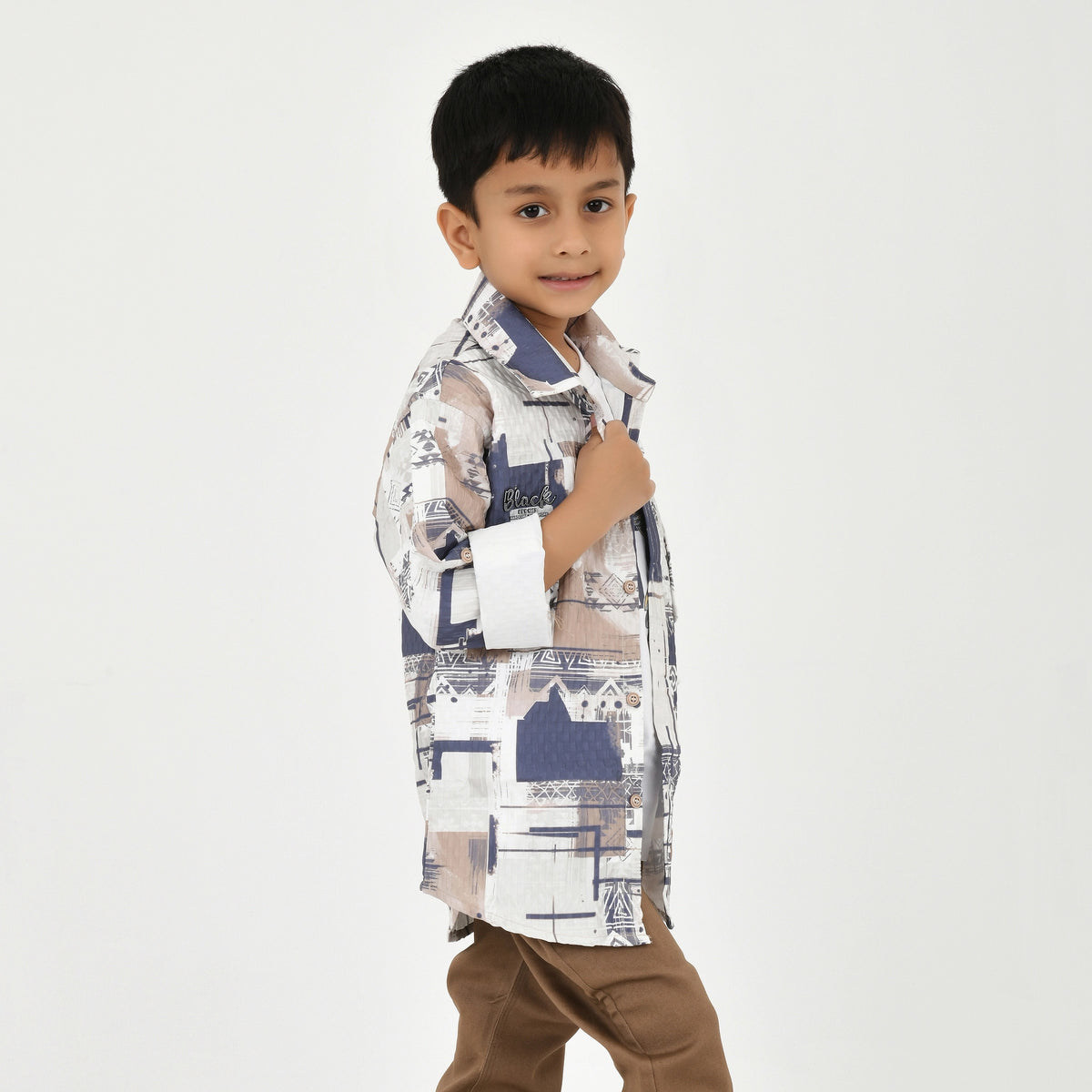 Boys Fashion Combo – Shirt, T-Shirt & Trouser (3 Pc Set) - image 9