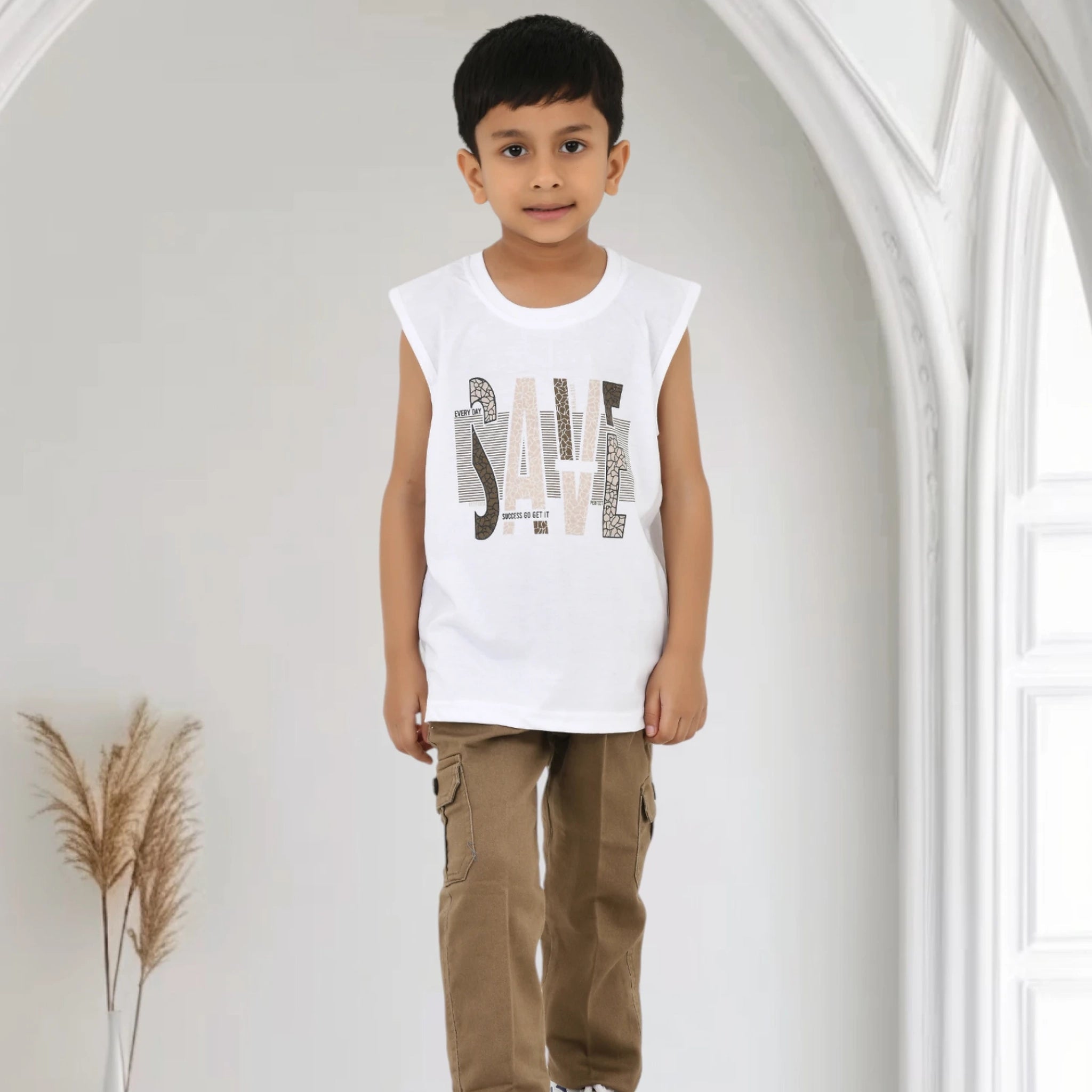 Stylish 3 Pc Western Set for Indian Kids – Shirt, T-Shirt & Trouser