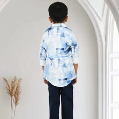 Boys Printed Shirt with Graphic T-Shirt and Casual Pants Set