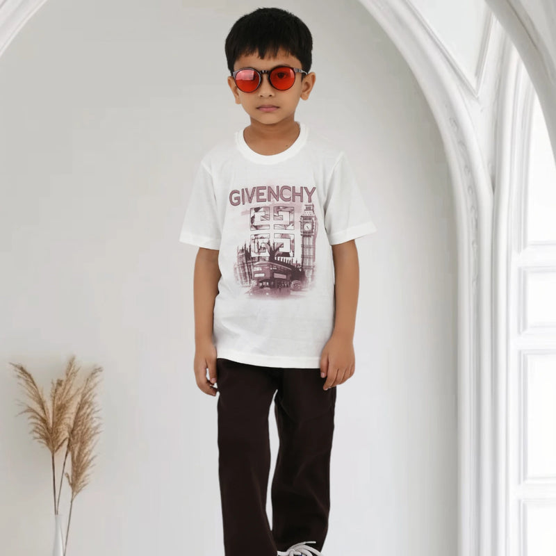 Boys Printed Shirt with Graphic T-Shirt and Casual Pants Set