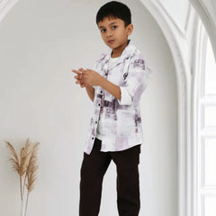 Boys Printed Shirt with Graphic T-Shirt and Casual Pants Set