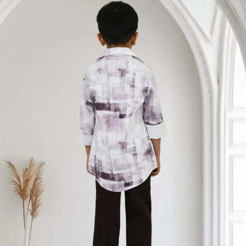 Boys Printed Shirt with Graphic T-Shirt and Casual Pants Set