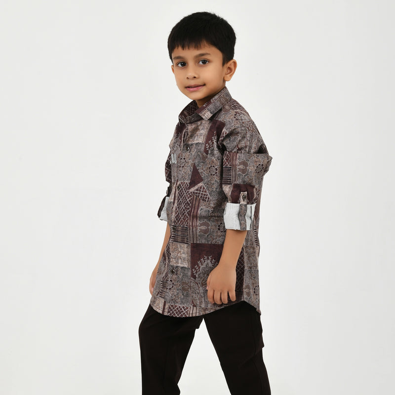 Boys' Elegant Fancy Shirt, Trousers & Belt Outfit