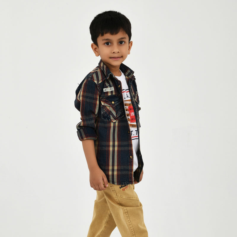 Complete Boys Dress Set – Shirt, T-Shirt & Trouser (3 in 1)