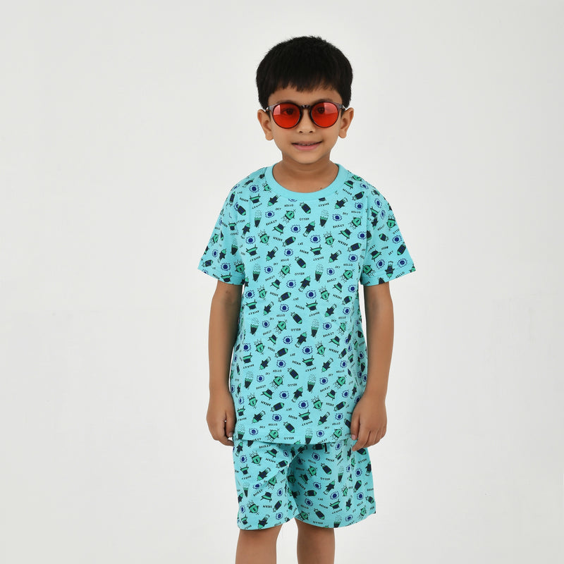 Boys Summer Essential – Bright Printed Tee & Shorts Set