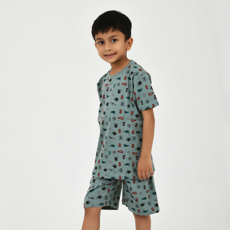 Boys Summer Essential – Bright Printed Tee & Shorts Set