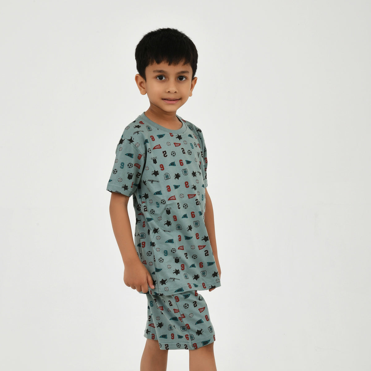 Boys Summer Essential – Bright Printed Tee & Shorts Set