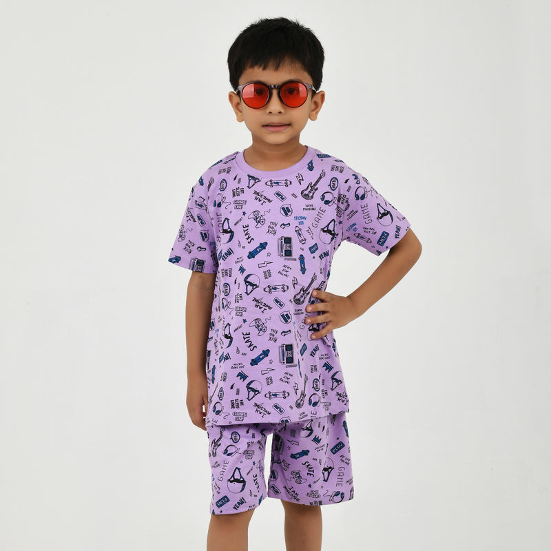 Boys Summer Essential – Bright Printed Tee & Shorts Set