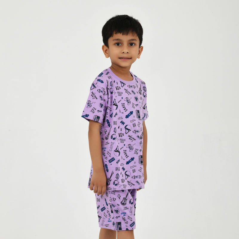 Boys Summer Essential – Bright Printed Tee & Shorts Set