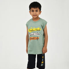 Cut Sleeve T-Shirt with Capri Set for Boys – Perfect for Playtime