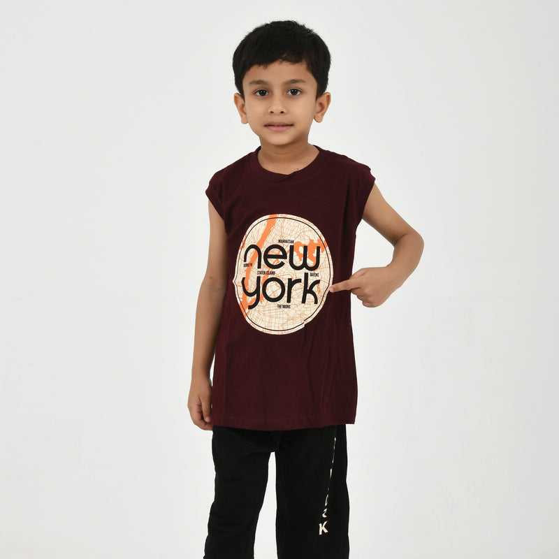 Cut Sleeve T-Shirt with Capri Set for Boys – Perfect for Playtime