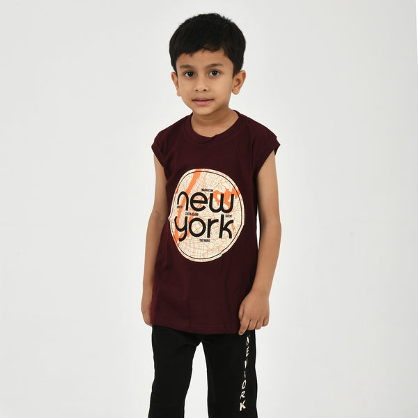 Cut Sleeve T-Shirt with Capri Set for Boys – Perfect for Playtime