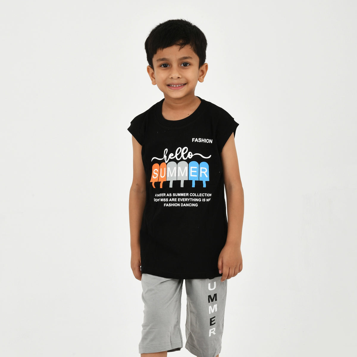 Cut Sleeve T-Shirt with Capri Set for Boys – Perfect for Playtime - image 2