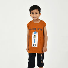 Cut Sleeve T-Shirt with Capri Set for Boys – Perfect for Playtime