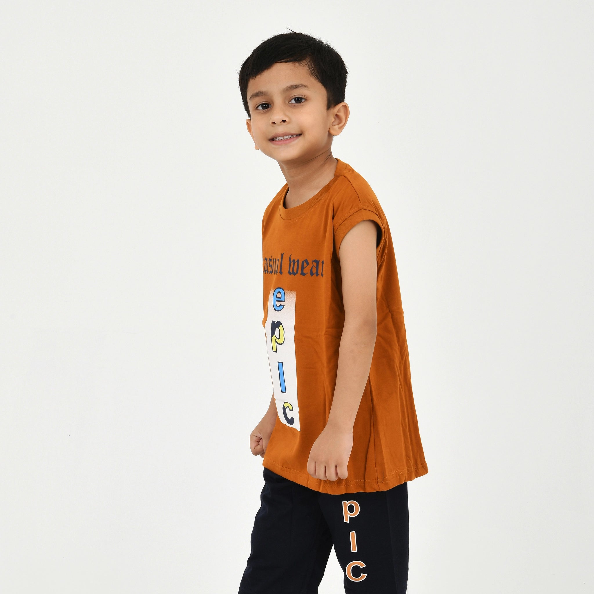 Cut Sleeve T-Shirt with Capri Set for Boys – Perfect for Playtime