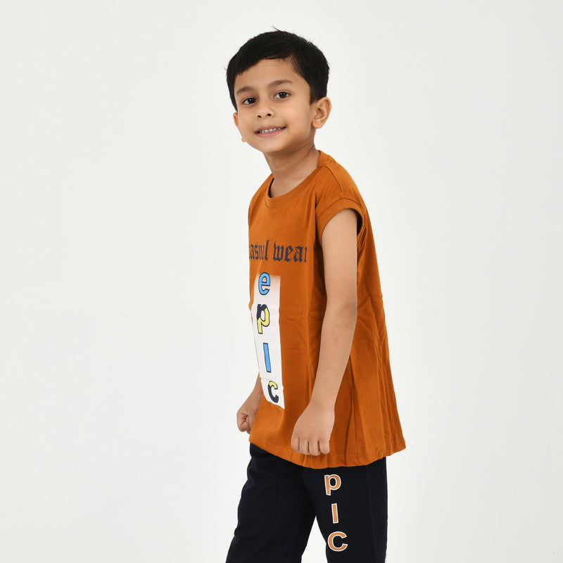 Cut Sleeve T-Shirt with Capri Set for Boys – Perfect for Playtime