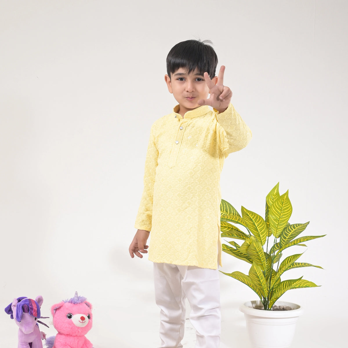 Boys Yellow Kurta Pajama Set – Festive & Traditional Ethnic Wear for Kids - image 2