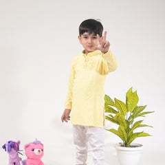 Boys Yellow Kurta Pajama Set – Festive & Traditional Ethnic Wear for Kids