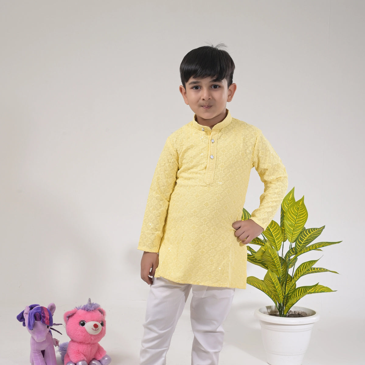 Boys Yellow Kurta Pajama Set – Festive & Traditional Ethnic Wear for Kids - image 1