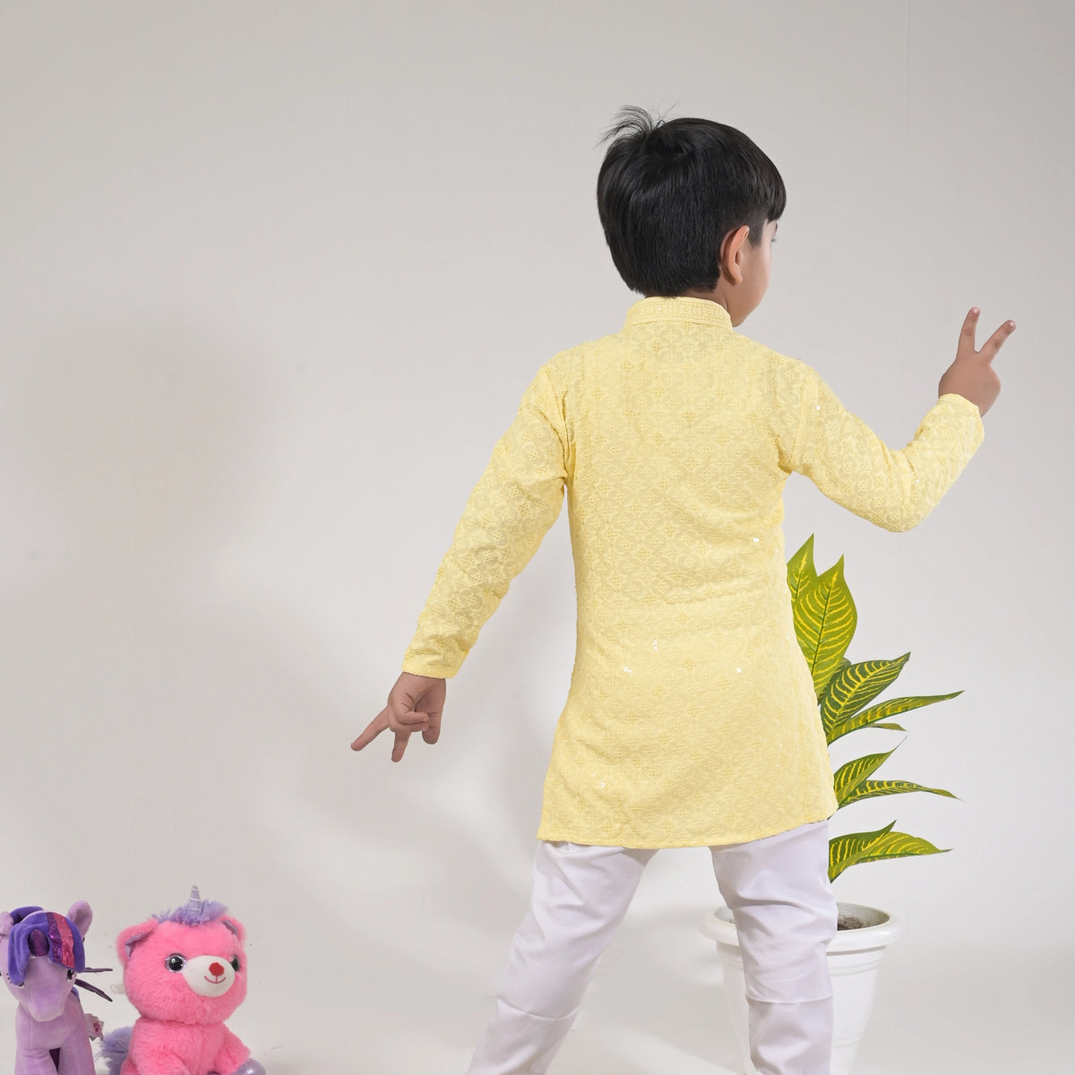 Boys Yellow Kurta Pajama Set – Festive & Traditional Ethnic Wear for Kids - image 4