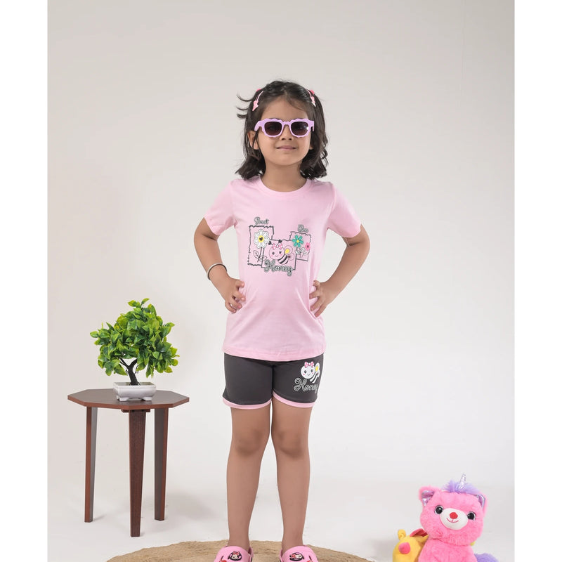 Trendy Girls Half Sleeve Top and Shorts Set – Perfect Summer Look