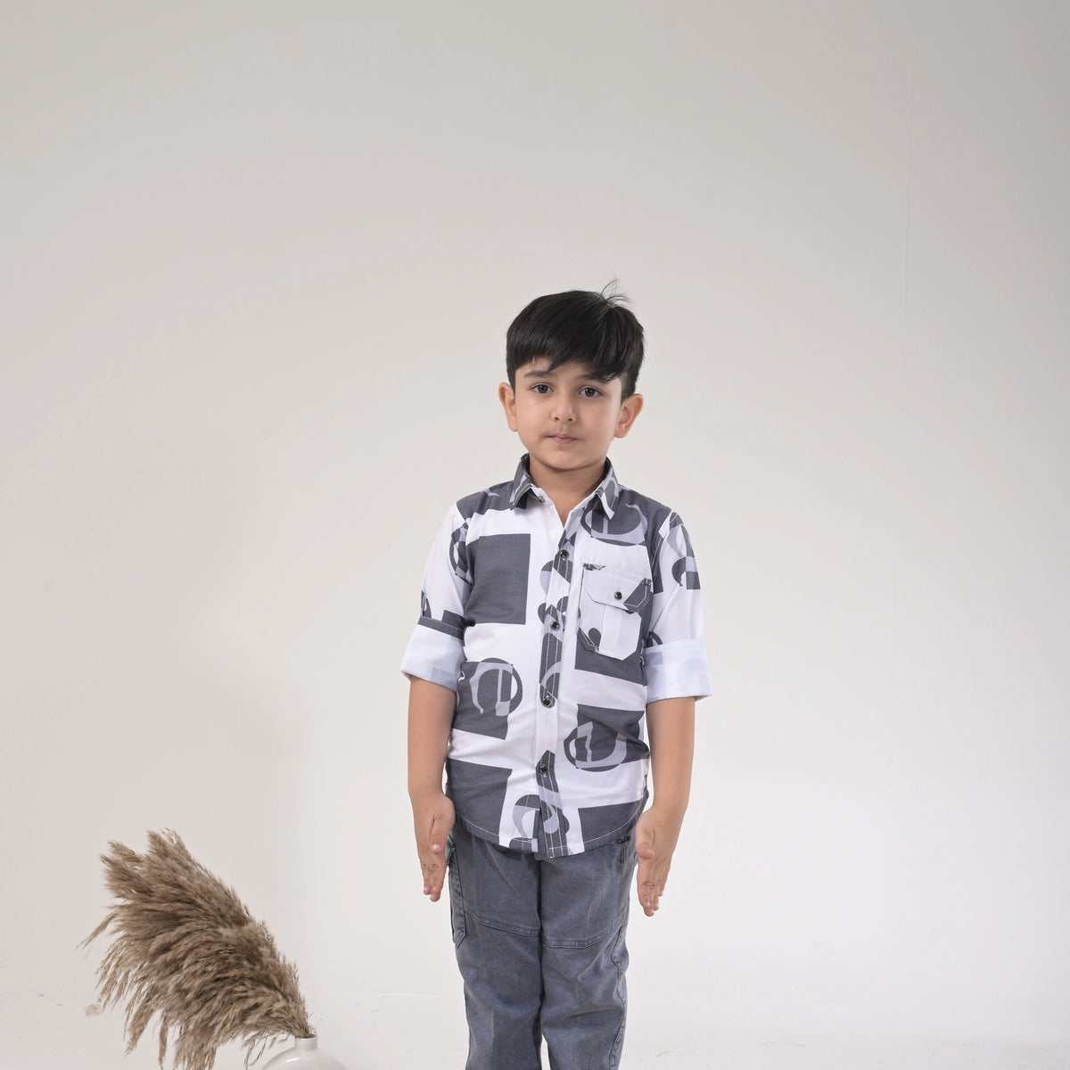 Smart Look for Little Boys –  Print Shirt with Matching Bottom - image 3