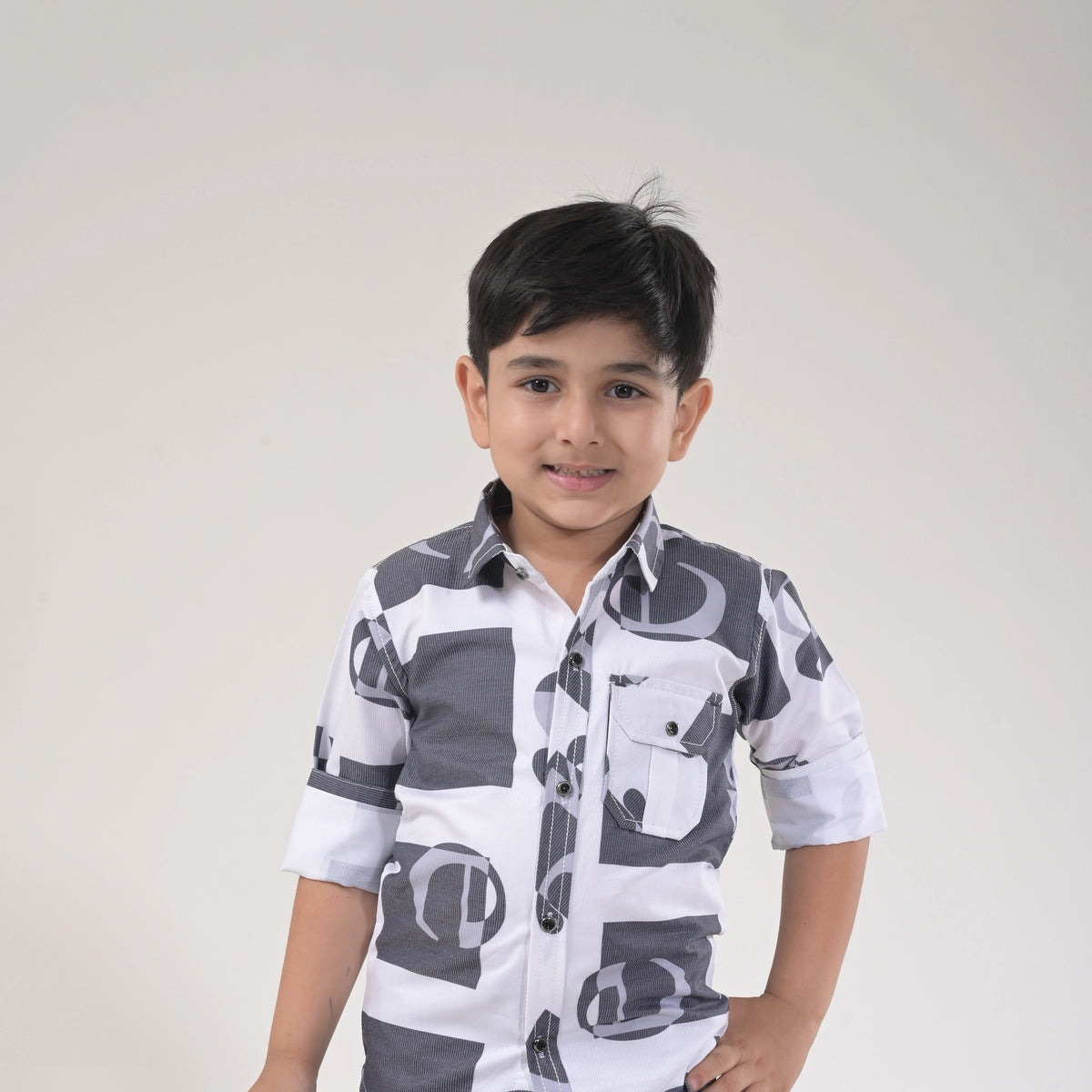 Smart Look for Little Boys –  Print Shirt with Matching Bottom - image 1