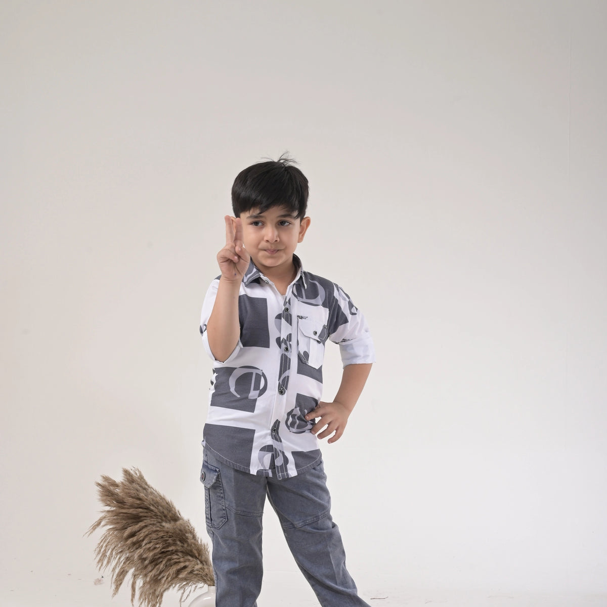 Smart Look for Little Boys –  Print Shirt with Matching Bottom - image 2