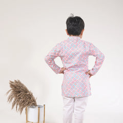 Boys Geometric Printed Kurta Pajama Set – Stylish Kids Ethnic Wear