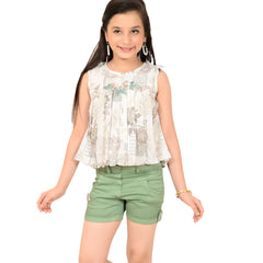 Girls' Floral Print Top with Shorts – Casual & Chic Summer Outfit