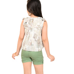 Girls' Floral Print Top with Shorts – Casual & Chic Summer Outfit
