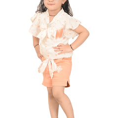 Elegant Girls' Bow-Tie Top and Shorts Combo – Perfect for Summer Days