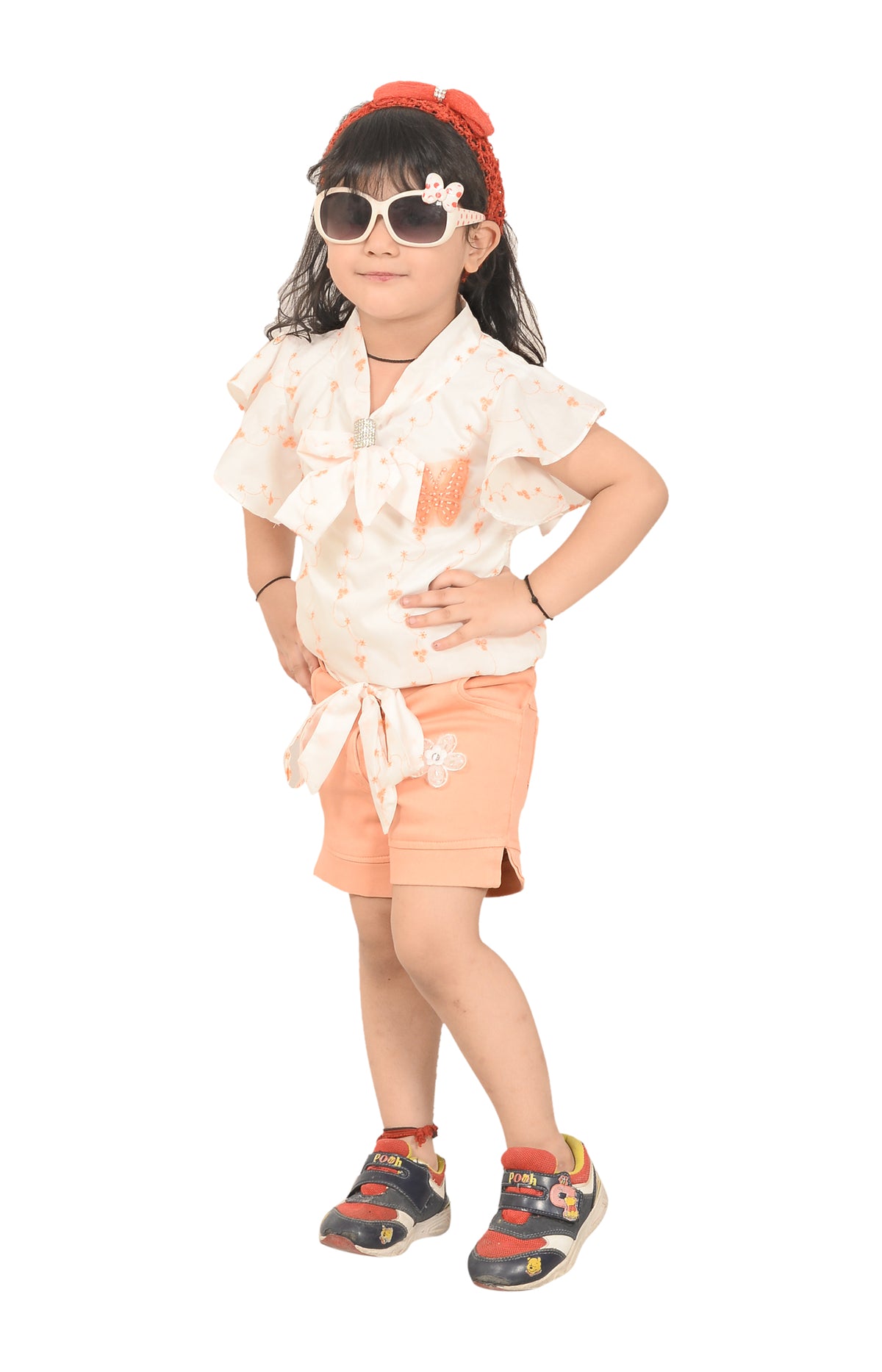 Elegant Girls' Bow-Tie Top and Shorts Combo – Perfect for Summer Days - image 3