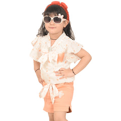 Elegant Girls' Bow-Tie Top and Shorts Combo – Perfect for Summer Days