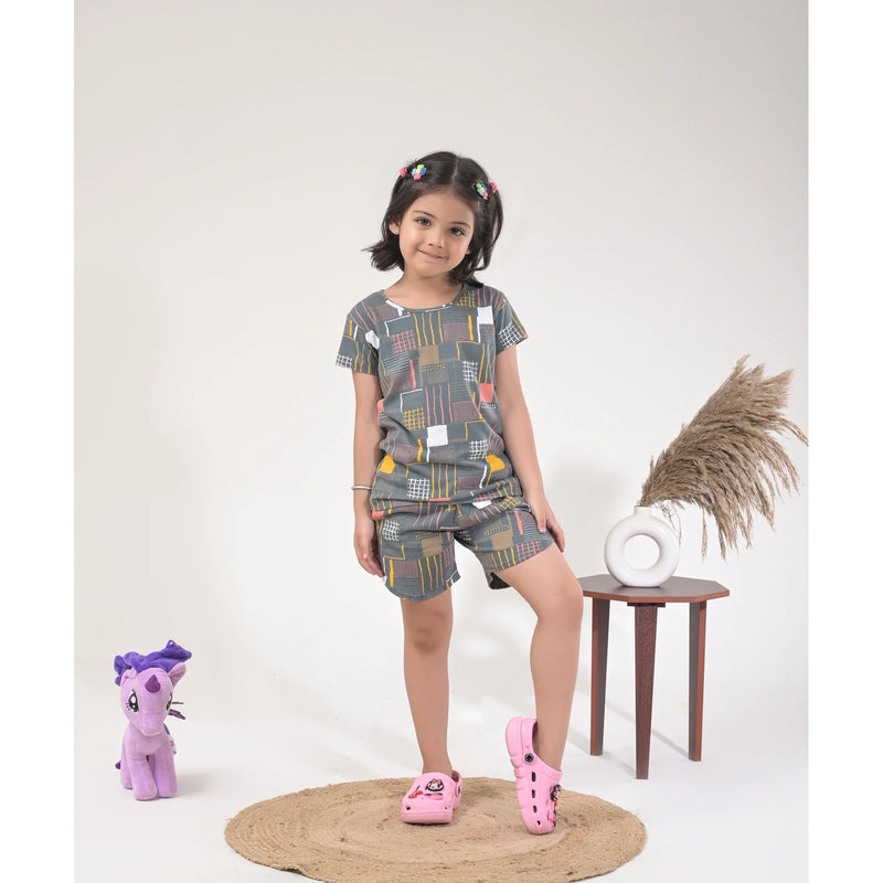 Stylish Girls Loungewear –  Drop Shoulder Top & Shorts Set