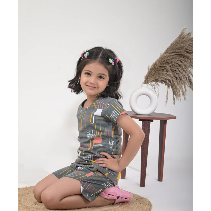 Stylish Girls Loungewear –  Drop Shoulder Top & Shorts Set