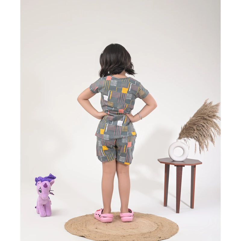 Stylish Girls Loungewear –  Drop Shoulder Top & Shorts Set