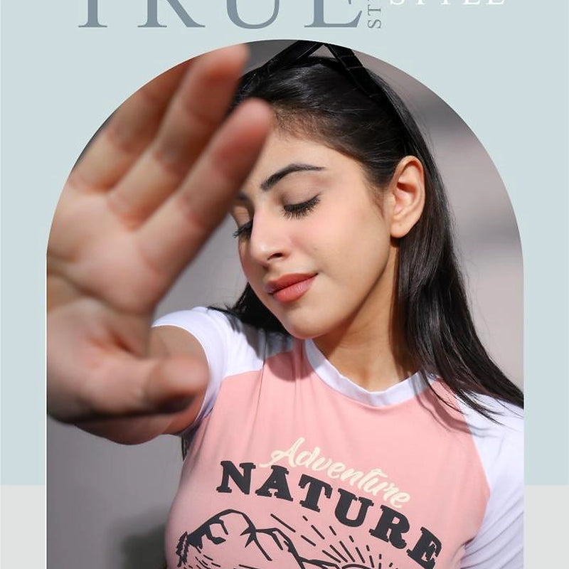 Women's Raglan Crop T-Shirt – Adventure Nature Graphic Print