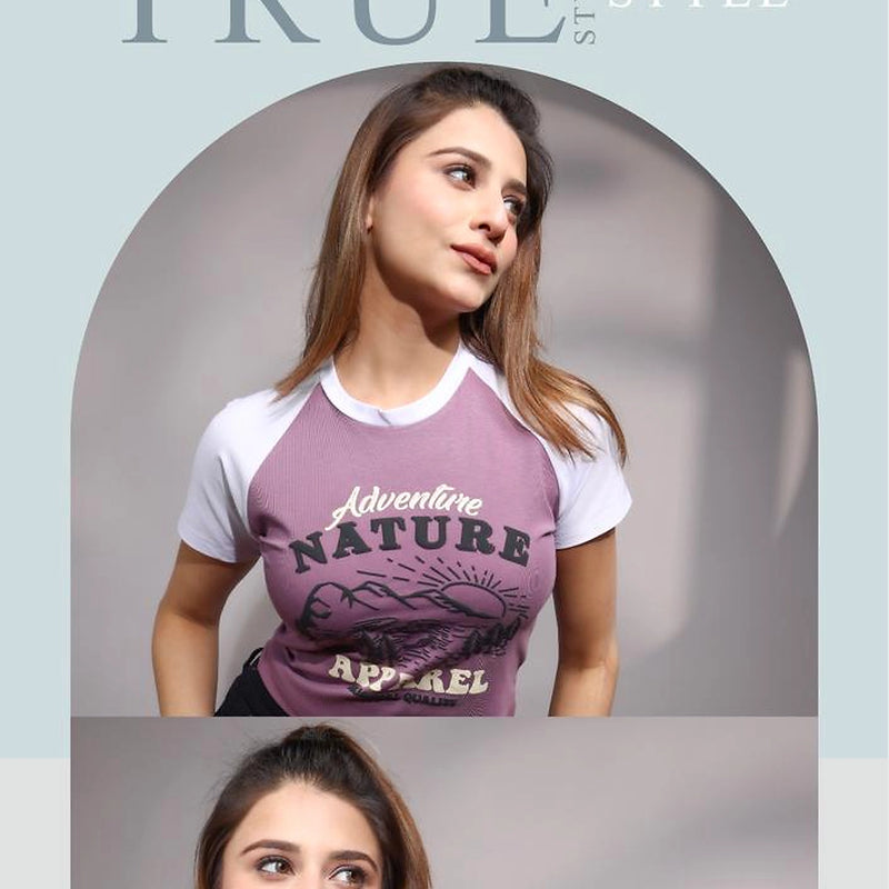 Women's Raglan Crop T-Shirt – Adventure Nature Graphic Print