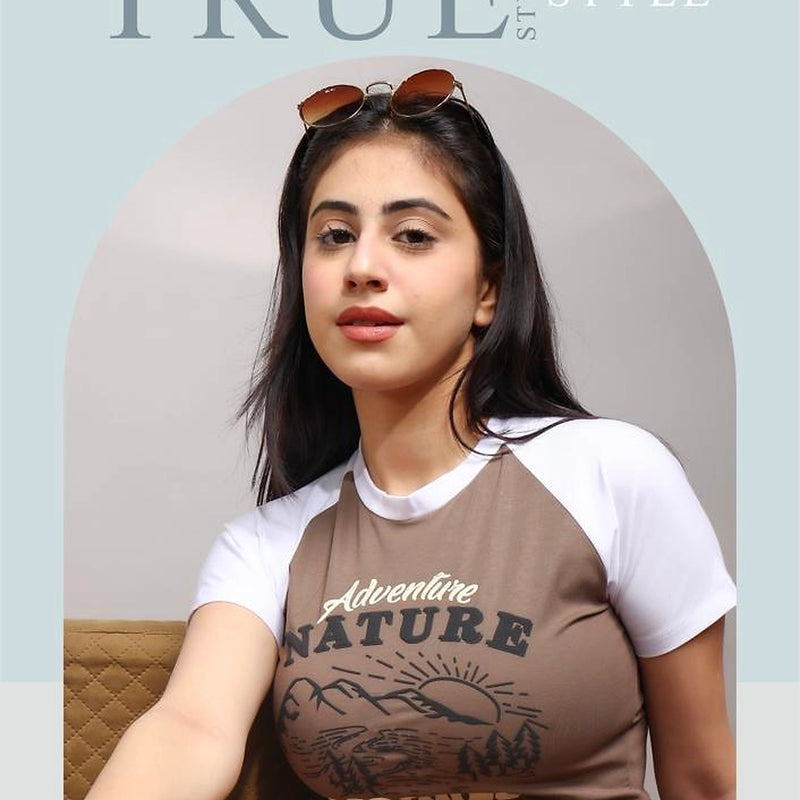 Women's Raglan Crop T-Shirt – Adventure Nature Graphic Print