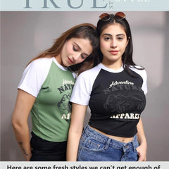Women's Raglan Crop T-Shirt – Adventure Nature Graphic Print