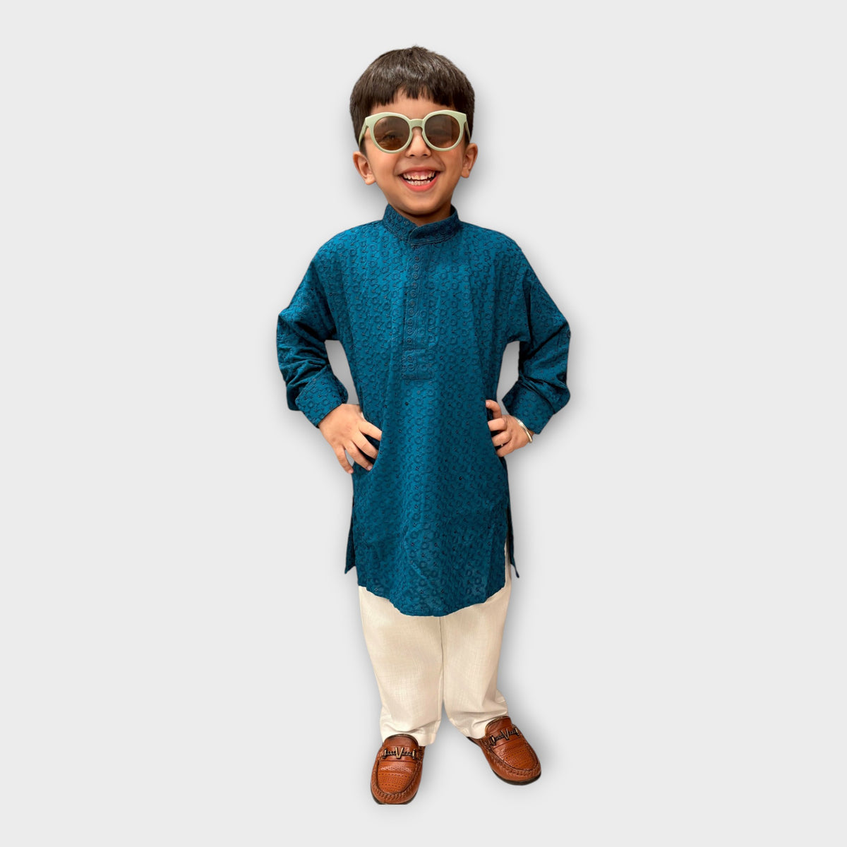 Elegant Blue Kurta Pyjama Set for Boys – Kids Ethnic Wear - image 2